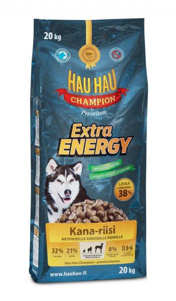 Корм для собак Hau-Hau Champion Extra Energy для активных собак всех пород сухой 20 кг