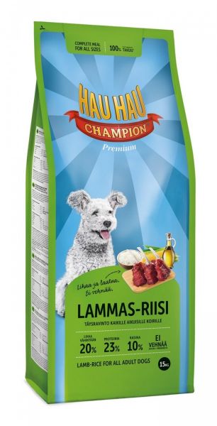 Корм для собак Hau-Hau Champion Lamb-Rice Adult Dog ягненок-рис для всех пород сухой
